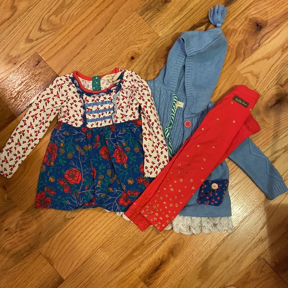 Matilda Jane outfit: top, pants and sweater